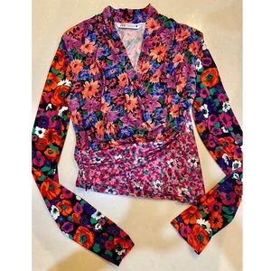 Zara multi patterned floral blouse